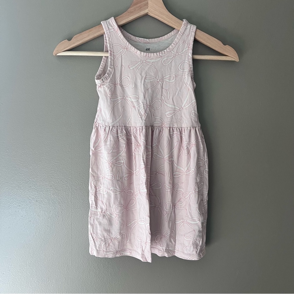 DELICATE PINK BOW COTTON DRESS